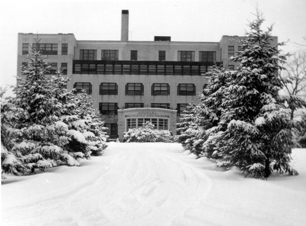 Main building in the snow