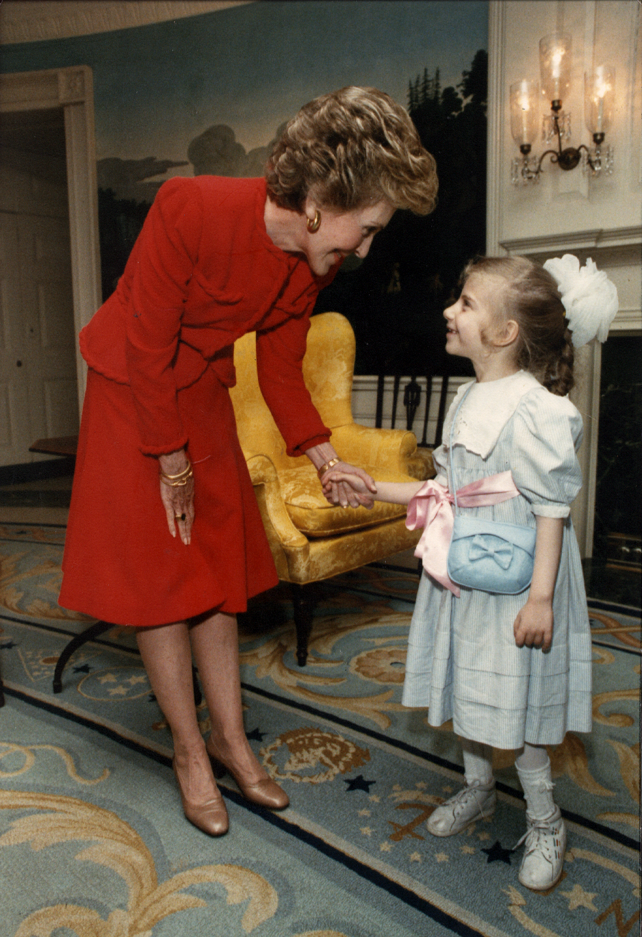 Nancy Reagan with pediatric patient